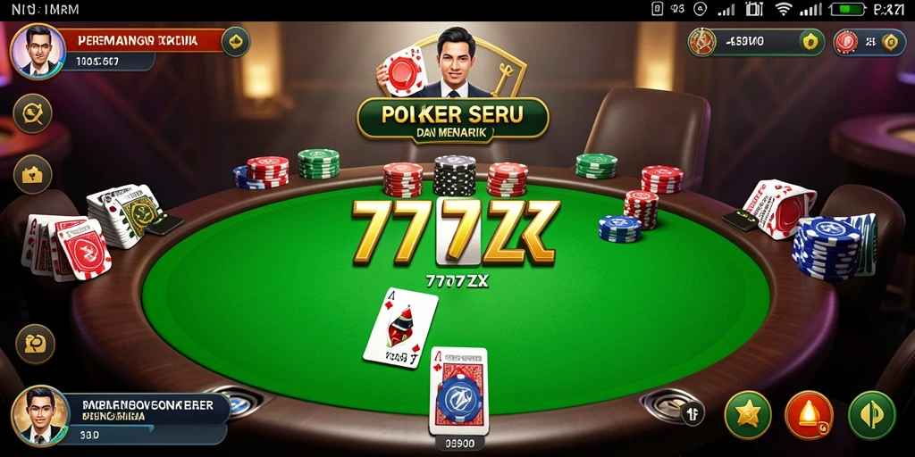 Screenshot gameplay poker menunjukkan suasana permainan yang mendebarkan.