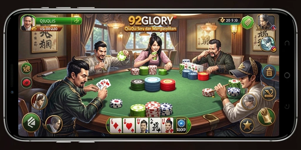 Tampilan gameplay seru dalam 92GLORY, nikmati QiuQiu bersama teman-teman.