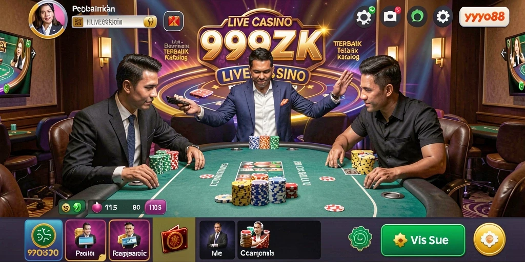 Tangkapan layar menunjukkan dealer langsung dalam aksi di 999ZK.