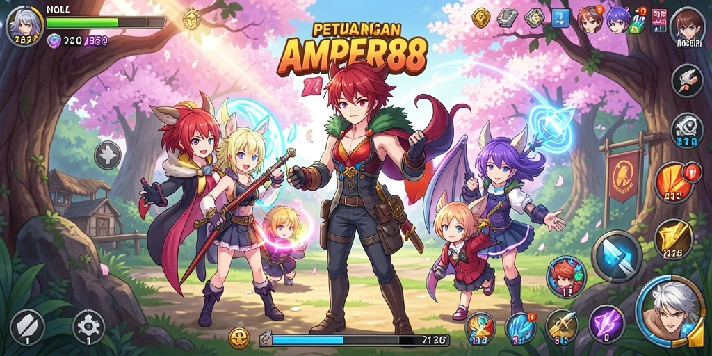 Screenshot gameplay AMPER88 dengan aksi karakter anime yang menarik.