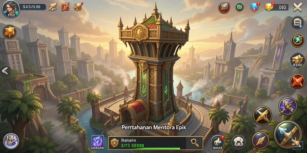 Tampilan gameplay menegangkan di D06 dengan pertahanan menara yang strategis.