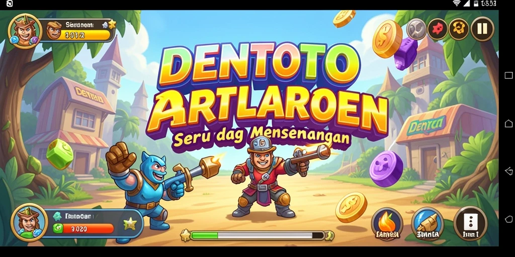 Gameplay seru DENTOTO dengan grafis menarik dan karakter unik.