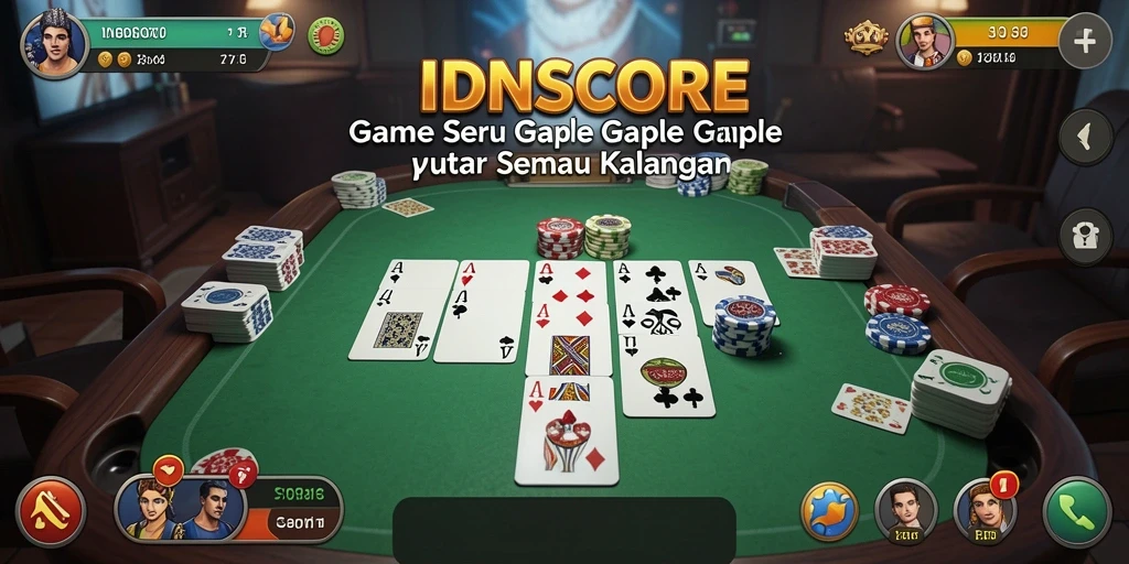 Tampilan gameplay Gaple yang seru dan interaktif dalam IDNSCORE.