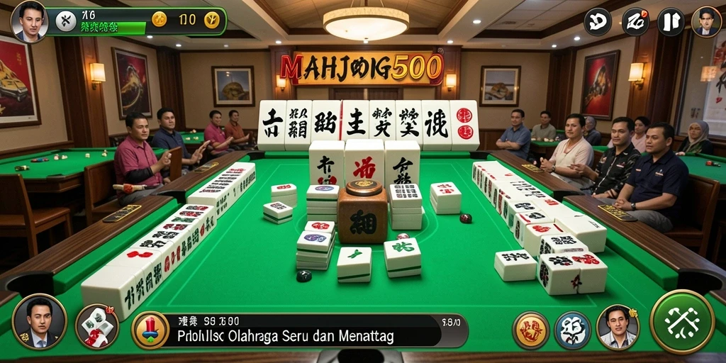 Tangkapan layar menampilkan pertandingan seru di MAHJONG500.