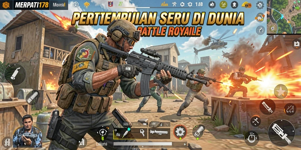 Tampilan aksi seru dalam permainan Battle Royale MERPATI178.