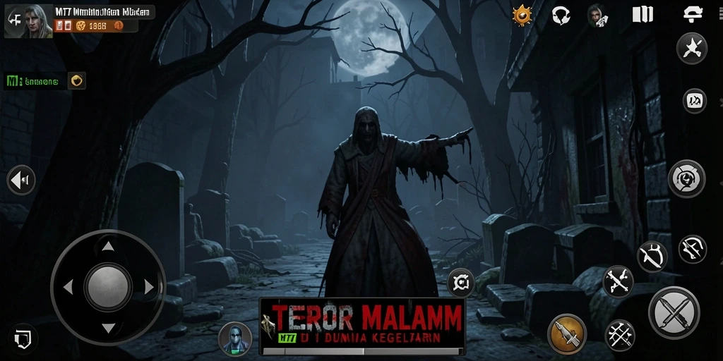Screenshot menegangkan dari gameplay MT777, menampilkan suasana Horror yang kental.