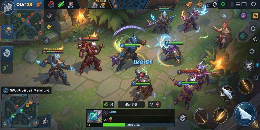 Tangkapan layar gameplay seru OLX128 yang menampilkan pertarungan tim.