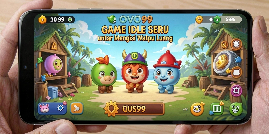 Tampilan gameplay OVO99 yang penuh warna dan menyenangkan saat bermain Idle.