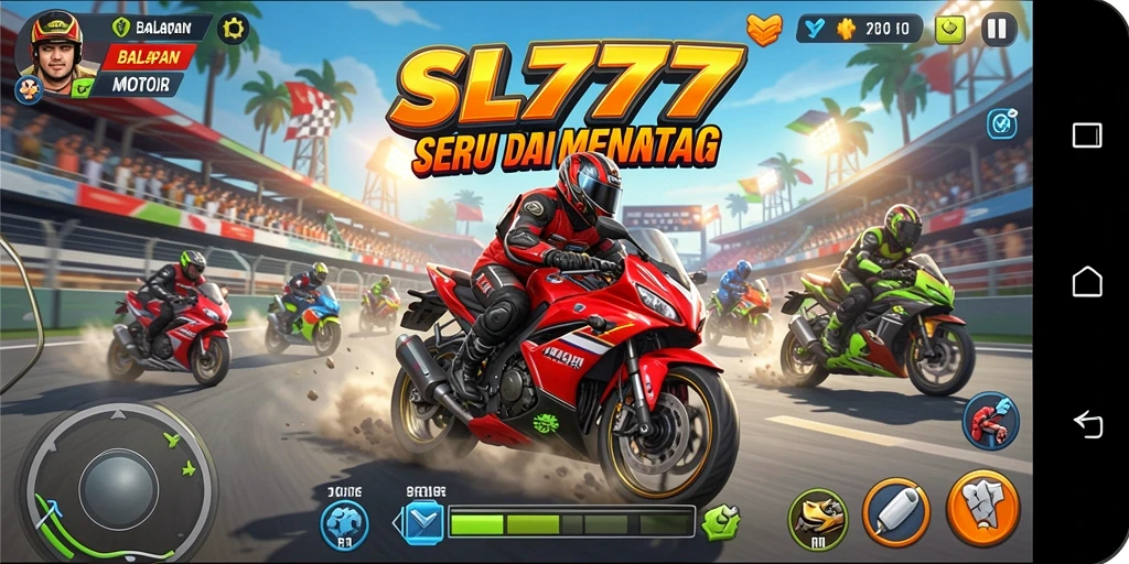 Gameplay menegangkan dalam SL777 dengan berbagai lintasan balap.
