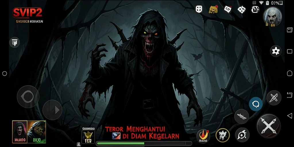 Gameplay mencekam dalam suasana gelap dan seram.