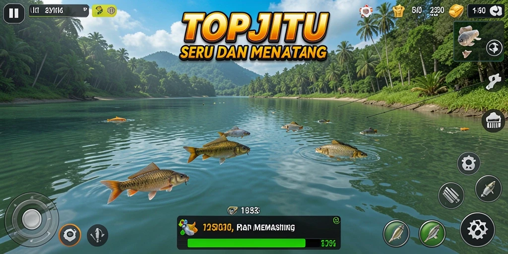 Tampilan gameplay memancing yang menakjubkan dalam aplikasi TOPJITU.