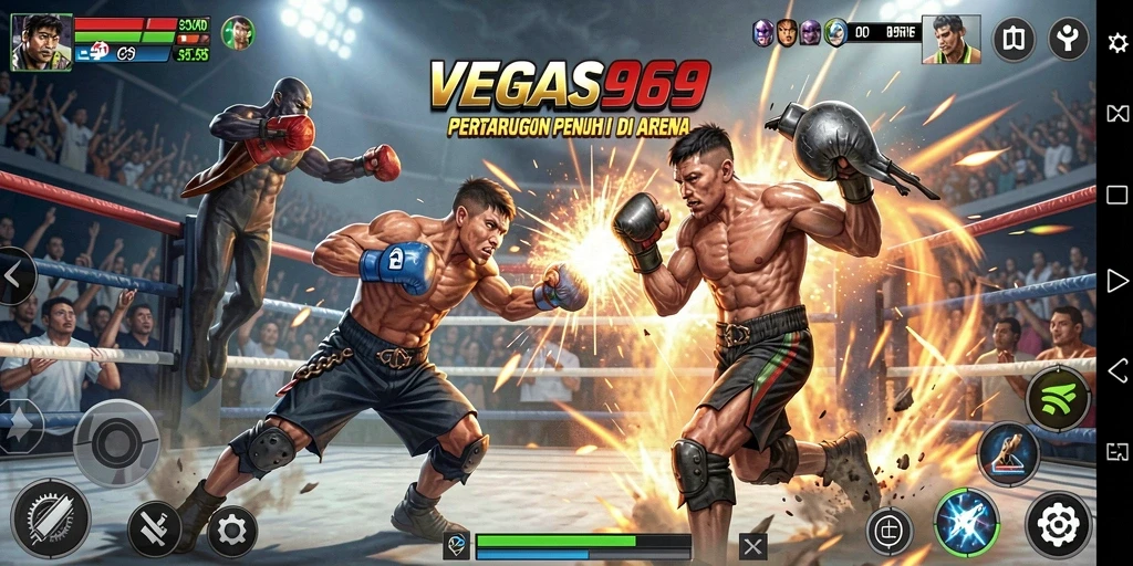 Tampilan gameplay mendebarkan dengan pertarungan intens.