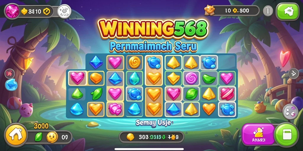 Tampilan gameplay menarik di <strong>WINNING568</strong> dengan level-level menantang Match-3.
